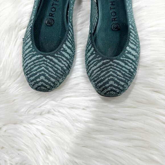 Rothy's Retired The Square Metallic Mirage Zebra Green Slip On Flat Sz 7 - Picture 2 of 8